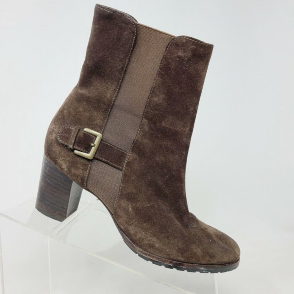Cole Haan Callan Suede Dark Chocolate Brown Short Ankle Boot - 8